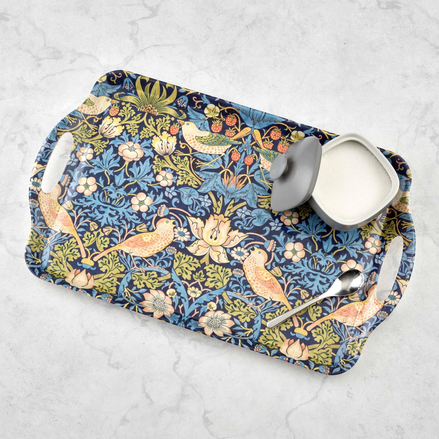 Strawberry Thief Blue by Morris & Co Lg Melamine Tray