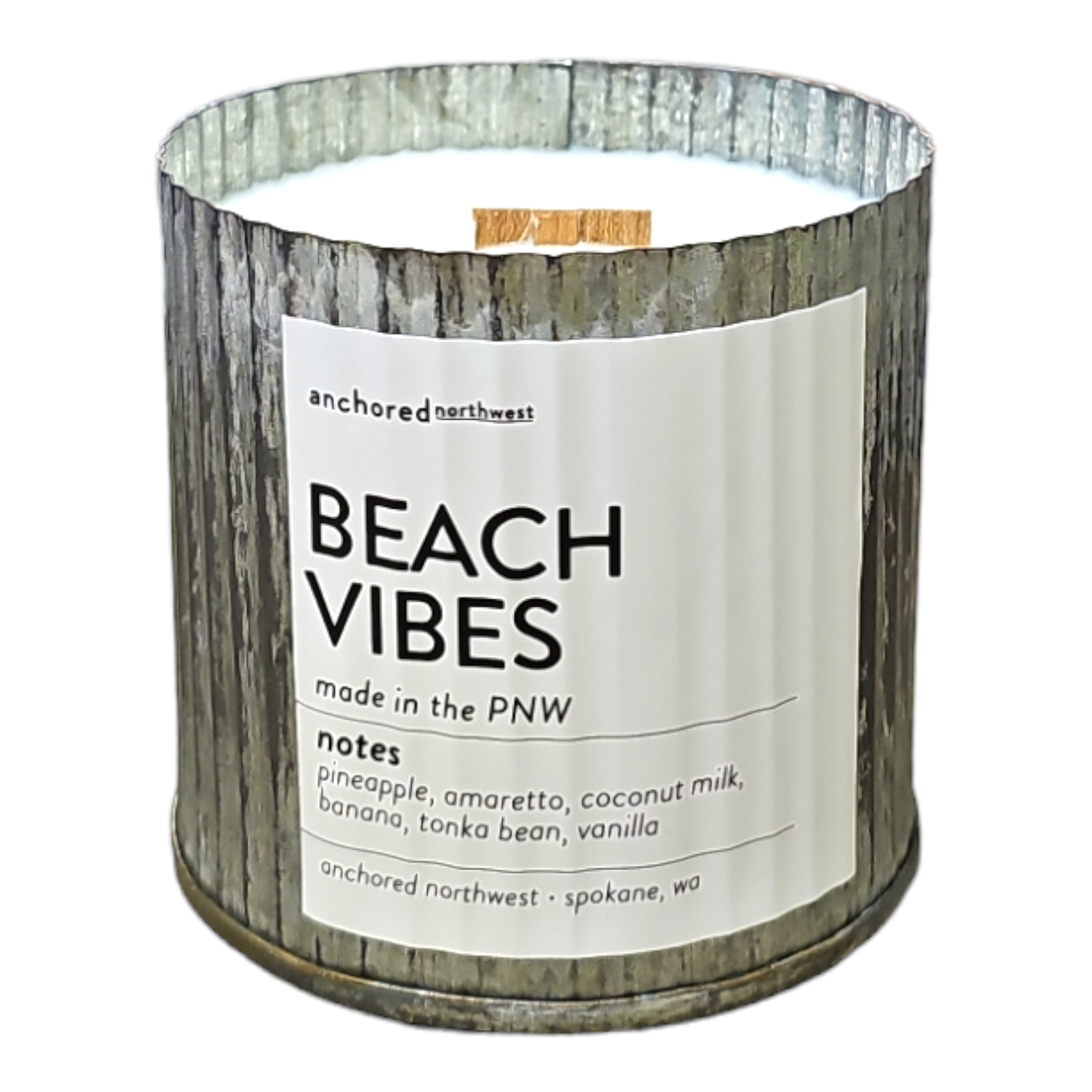 Beach Vibes Rustic Vintage Farmhouse Wood Wick Candle