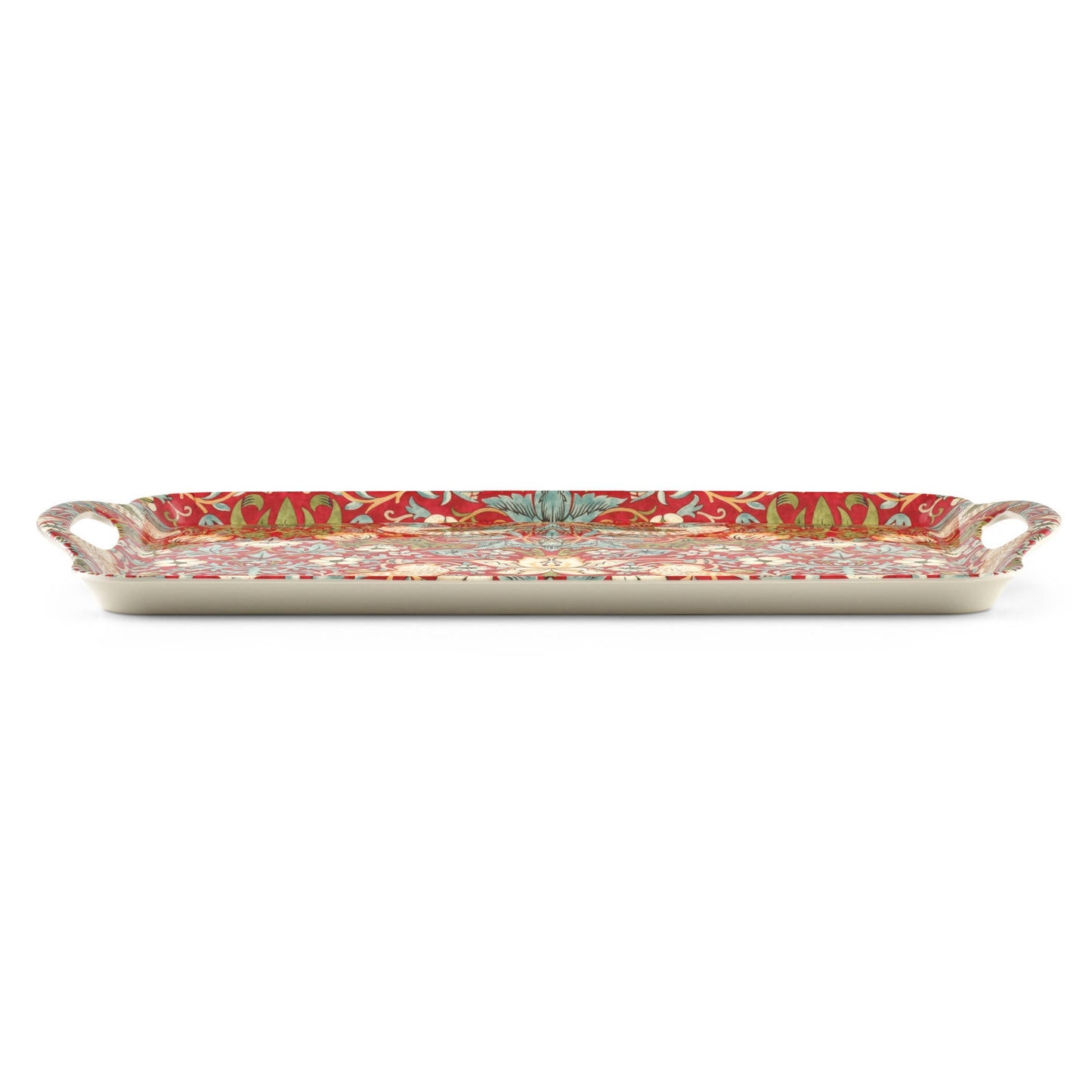 William Morris Strawberry Thief Large Mel. Hand. Tray - Red