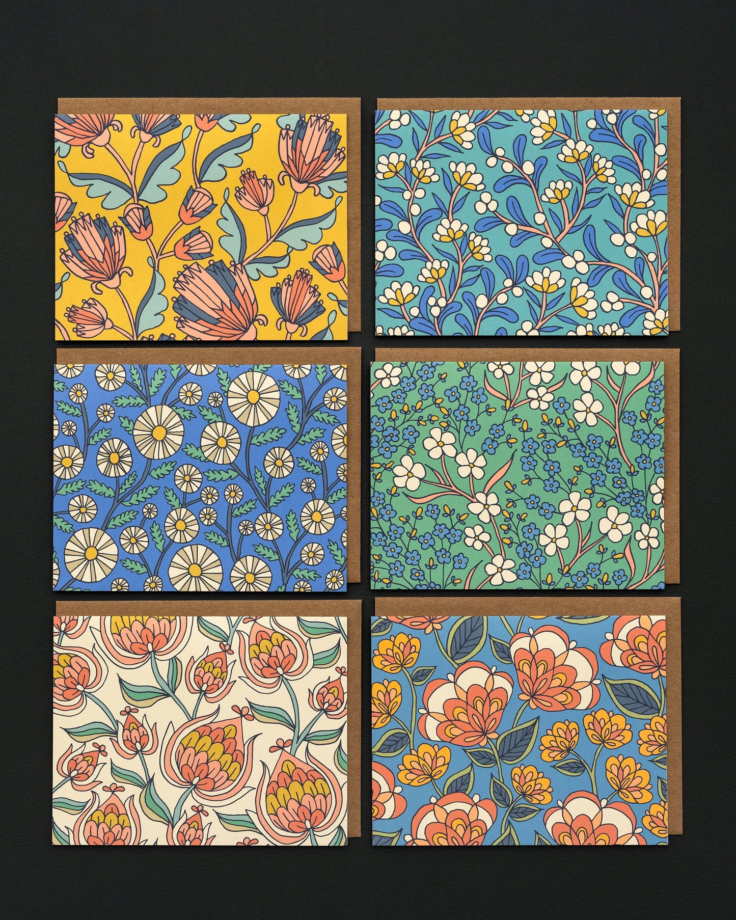 6 Greeting Cards - Floral